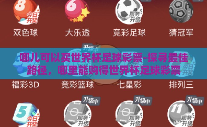 哪儿可以买世界杯足球彩票-探寻最佳路径，哪里能购得世界杯足球彩票