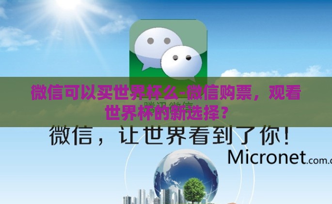 微信可以买世界杯么-微信购票，观看世界杯的新选择？