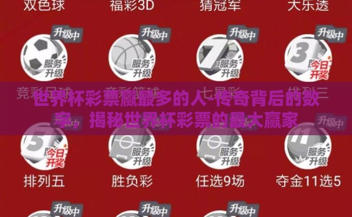 世界杯彩票赢最多的人-传奇背后的数字，揭秘世界杯彩票的最大赢家