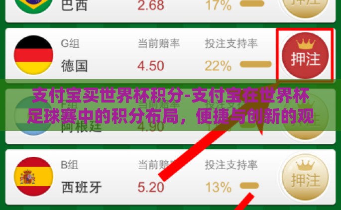支付宝买世界杯积分-支付宝在世界杯足球赛中的积分布局，便捷与创新的观赛体验