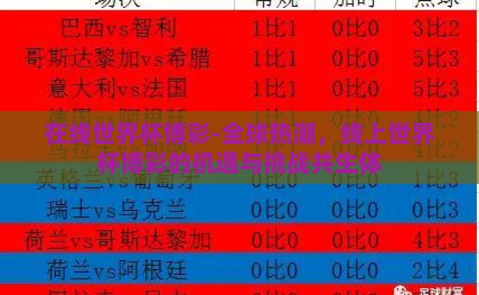 在线世界杯博彩-全球热潮，线上世界杯博彩的机遇与挑战共生体
