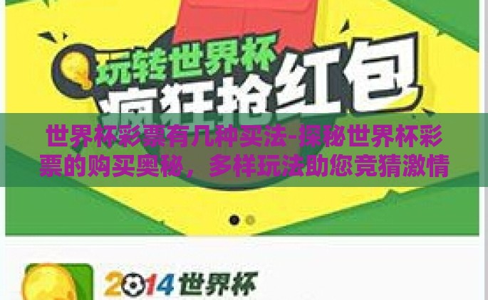 世界杯彩票有几种买法-探秘世界杯彩票的购买奥秘，多样玩法助您竞猜激情