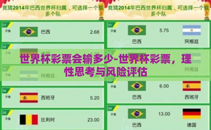世界杯彩票会输多少-世界杯彩票，理性思考与风险评估