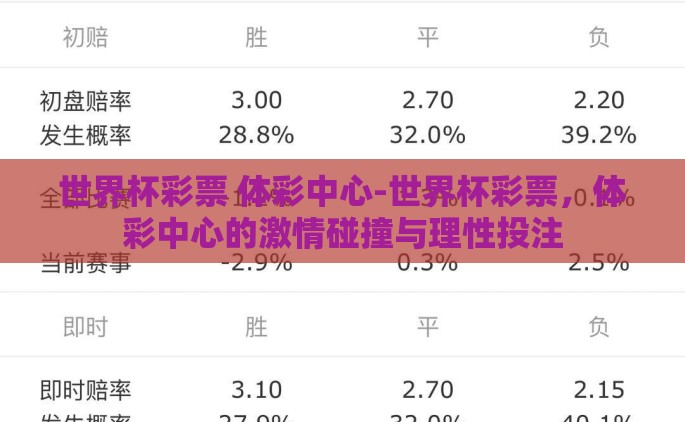 世界杯彩票 体彩中心-世界杯彩票，体彩中心的激情碰撞与理性投注