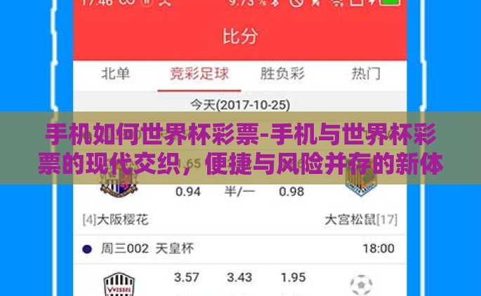 手机如何世界杯彩票-手机与世界杯彩票的现代交织，便捷与风险并存的新体验