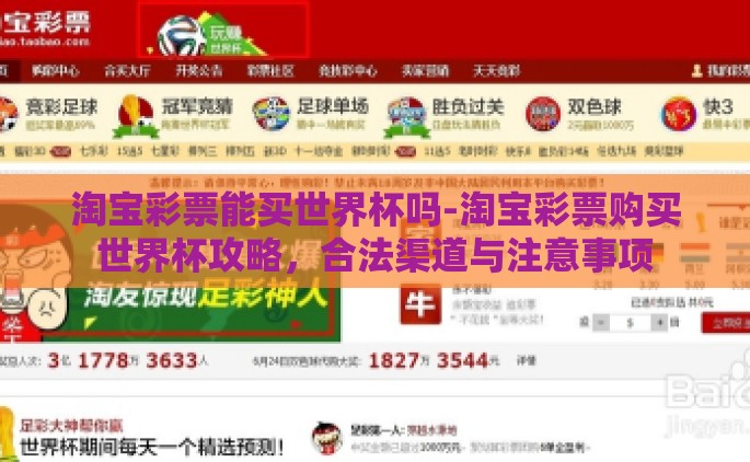 淘宝彩票能买世界杯吗-淘宝彩票购买世界杯攻略，合法渠道与注意事项