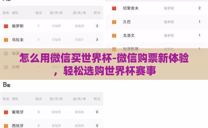 怎么用微信买世界杯-微信购票新体验，轻松选购世界杯赛事