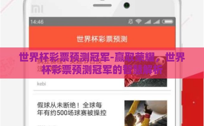世界杯彩票预测冠军-赢取荣耀，世界杯彩票预测冠军的智慧解析
