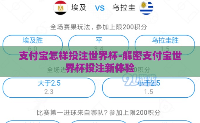 支付宝怎样投注世界杯-解密支付宝世界杯投注新体验