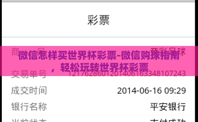 微信怎样买世界杯彩票-微信购球指南，轻松玩转世界杯彩票
