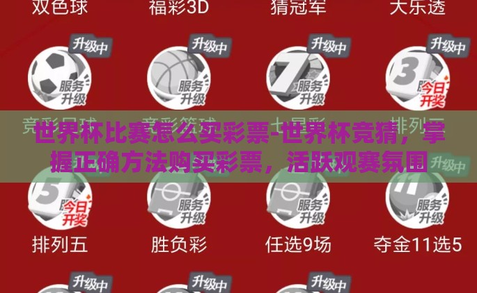 世界杯比赛怎么买彩票-世界杯竞猜，掌握正确方法购买彩票，活跃观赛氛围
