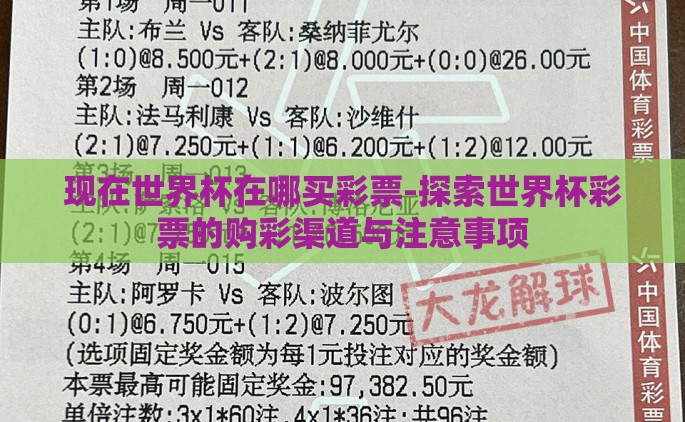 现在世界杯在哪买彩票-探索世界杯彩票的购彩渠道与注意事项
