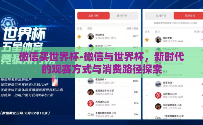微信买世界杯-微信与世界杯，新时代的观赛方式与消费路径探索