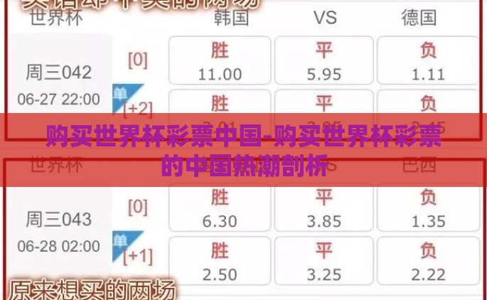 购买世界杯彩票中国-购买世界杯彩票的中国热潮剖析
